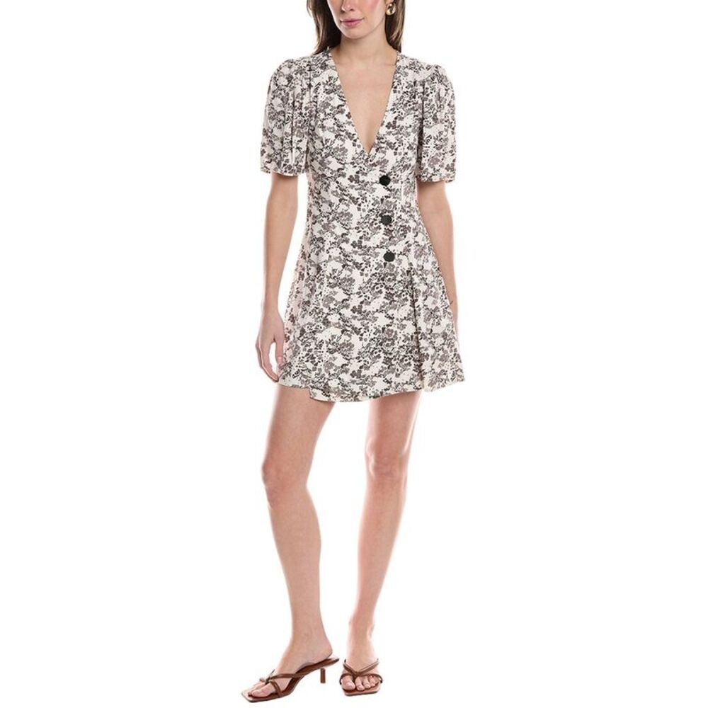 Ganni Black and White Floral Midi Dress